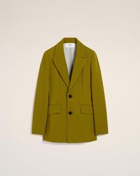 Ami Paris - Taillierte Jacke Aus Khakifarbener Wolle Mit Zwei Knöpfen - Lyst