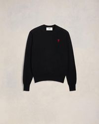 Ami Paris - Ami De Coeur Pullover Mit Rundhalsausschnitt Aus Schwarzer Wolle - Lyst