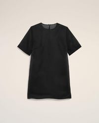 Ami Paris - Robe Courte Noire Trapèze En Soie - Lyst