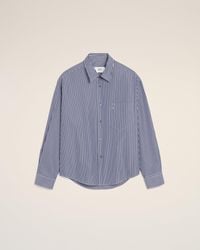 Ami Paris - Gestreiftes Ami De Coeur Hemd Mit Boxy-Fit Aus Blauer Baumwolle Mit Prägung Blau - Lyst