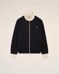 Ami Paris - Zipped Cotton Sweatshirt With Ami De Coeur - Lyst