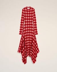 Ami Paris - Maxi Checkered Wool And Cotton Godet Dress - Lyst