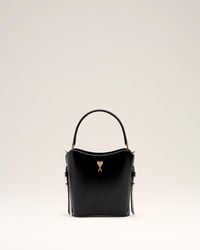 Ami Paris - Mini Paris Paris Bucket Bag Aus Schwarzem Leder - Lyst