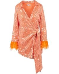 Amy Lynn Fitz Orange Sequin Shirt Dress