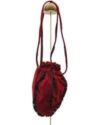 Chantal Thomass Red Velvet Drawstring Shoulder Bag