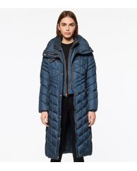 Andrew Marc Merlette Chevron Quilted Long-line Puffer - Blue