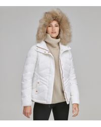 Andrew Marc Mallory Chevron Quilted Down Coat - White