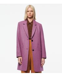 Andrew Marc Paige Wool Melton Boucle Coat - Purple