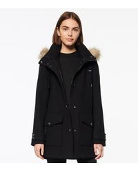Andrew Marc Montagne Wool Duffle Coat - Black