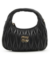 Miu Miu - Black Leather Hobo Wander Shoulder Bag - Lyst