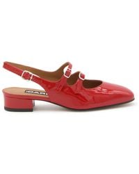 CAREL PARIS - Red Leather Slingback Mary Janes Pumps - Lyst