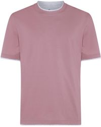 Brunello Cucinelli - Light Pink Cotton T-shirt - Lyst