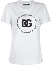 Dolce & Gabbana - White And Black Cotton T-shirt - Lyst