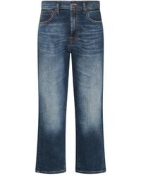 7 For All Mankind - Dark Blue Cotton Blend Jeans - Lyst