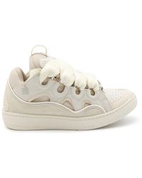 Lanvin - White Leather Curb Sneakers - Lyst
