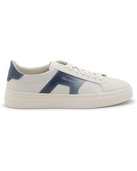 Santoni - White And Blue Leather Buckle Sneakers - Lyst