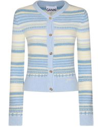 Ganni - Light Blue Wool Knitwear - Lyst