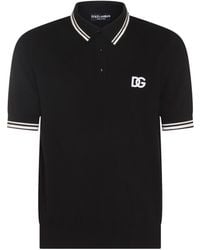Dolce & Gabbana - Black And White Cotton Blend Polo Shirt - Lyst