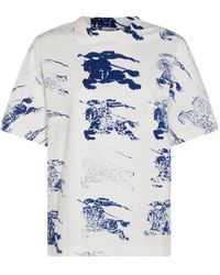 Burberry - White And Blue T-shirt - Lyst