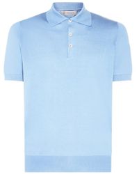 Brunello Cucinelli - Light Blue Cotton Polo Shirt - Lyst