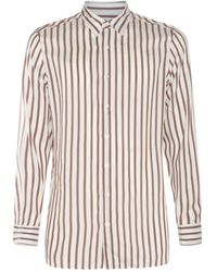 Lardini - White And Brown Silk Shirt - Lyst