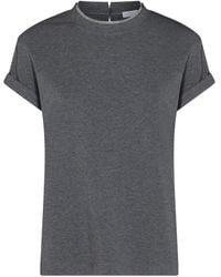 Brunello Cucinelli - Dark Grey Cotton T-shirt - Lyst