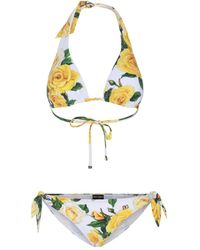 Dolce & Gabbana - White, Yellow And Green Bikini Set - Lyst