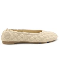 Burberry - Cream Leather Ballerina Shoes - Lyst