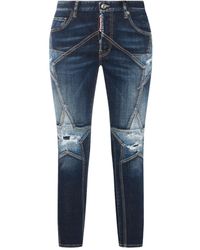 DSquared² - Dark Blue Cotton Blend Jeans - Lyst
