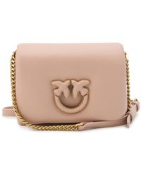 Pinko - Beige Leather Baby Love Click Puff Shoulder Bag - Lyst
