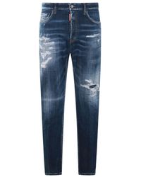 DSquared² - Dark Blue Cotton Denim Jeans - Lyst