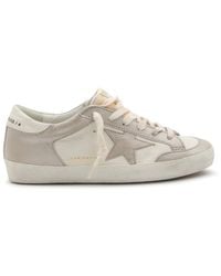 Golden Goose - White And Sand Leather Super Star Sneakers - Lyst