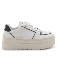 Pinko - White And Black Leather Yoko Sneakers - Lyst