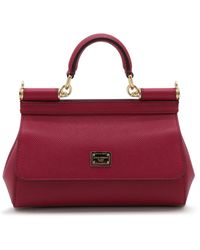Dolce & Gabbana - Fuchsia Leather Sicily Handle Bag - Lyst