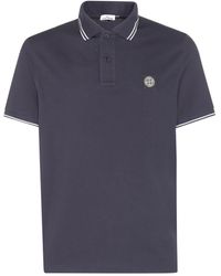 Stone Island - Blue Cotton Polo Shirt - Lyst