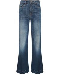 7 For All Mankind - Dark Blue Cotton Blend Jeans - Lyst