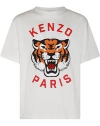 KENZO - White Multicolour Cotton T-shirt - Lyst