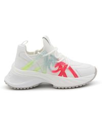 Pinko - White And Multicolour Leather Ariel Sneakers - Lyst
