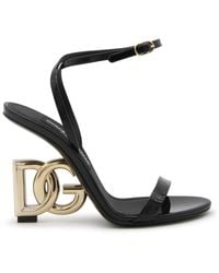 Dolce & Gabbana - Black Leather Dg Cross Sandals - Lyst