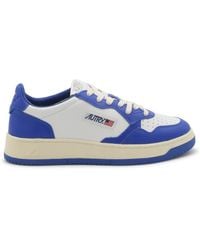 Autry - Blue And White Leather Medalist Low Top Sneakers - Lyst