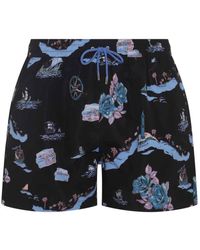 Paul Smith - Dark Blue Multicolour Swim Shorts - Lyst