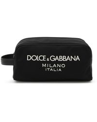 Dolce & Gabbana - Black Canvas And Leather Pouch Bag - Lyst