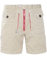 DSquared² - Beige And Red Cotton Blend Shorts - Lyst
