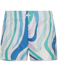 Emilio Pucci - Blue And Multicolor Silk Shorts - Lyst