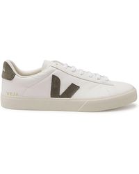 Veja - White And Kaki Leather Campo Sneakers - Lyst