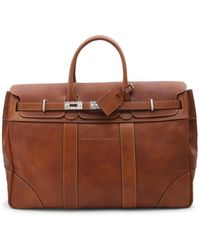 Brunello Cucinelli - Brown Leather Weekender Travel Bag - Lyst
