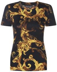 Versace - Black And Gold-tone Cotton T-shirt - Lyst