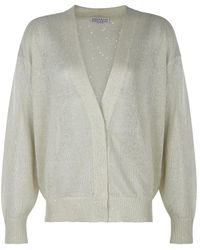 Brunello Cucinelli - Grey Linen And Silk Knitwear - Lyst