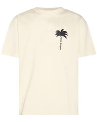 Palm Angels - Cream And Black Cotton T-shirt - Lyst