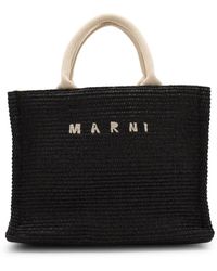 Marni - Black Cotton Calf Leather Blend Small Tropicalia Tote Bag - Lyst